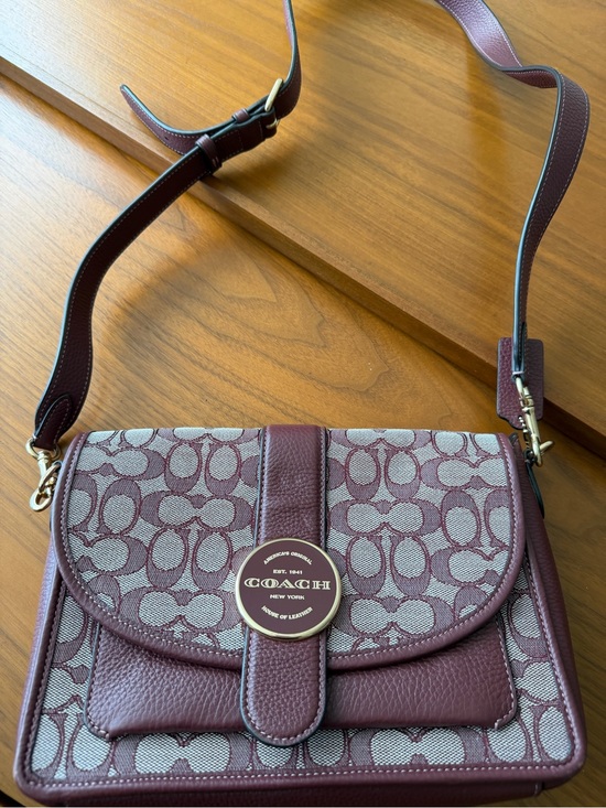 Coach Handbags - Coach Signature Crossbody Bag in Plum and Tan